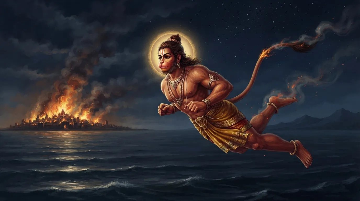 लंका दहन के बाद हनुमान जी ने अपनी पूँछ की आग कैसे बुझाई?