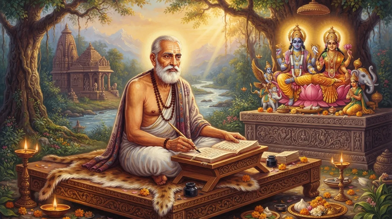 पंडित श्रद्धाराम फिल्लौरी का एक पुराना, सम्मानजनक चित्र या पेंटिंग, जिसमें वे लिखते हुए या सोचते हुए दिखाए गए हों
