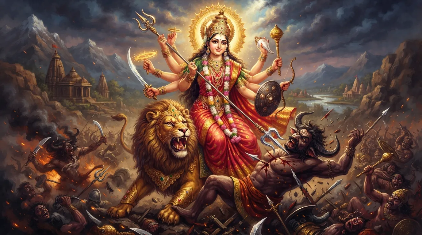 युद्ध में शांत क्यों है माँ दुर्गा का चेहरा? जानें गहरे आध्यात्मिक राज़